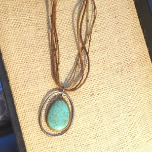 N1804 Sterling silver / blue-green howlite necklace